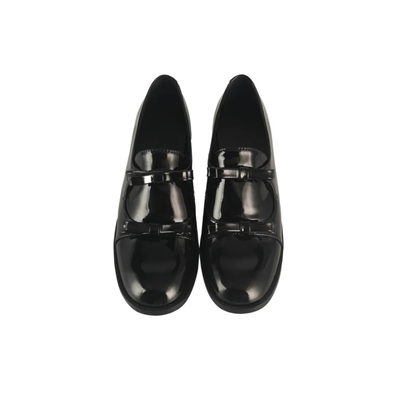 Preppy Double Bowtie Oxfords Woman Low Heels Flats Shiny Small Leather Shoes College Girls Sneakers Femmes Derby Loafers