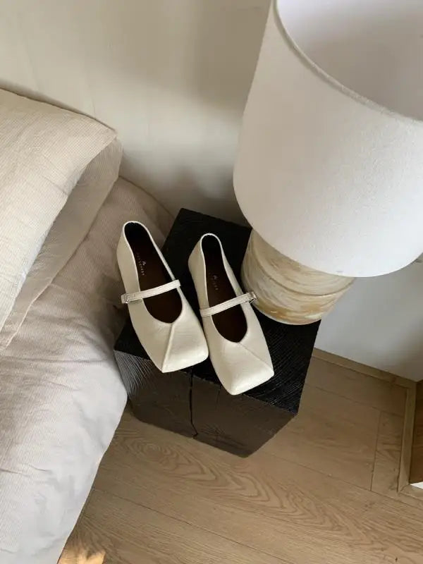 Shoes Low Heels Square Toe Shallow Mouth Footwear Oxfords Modis Dress Leather Cute Rubber