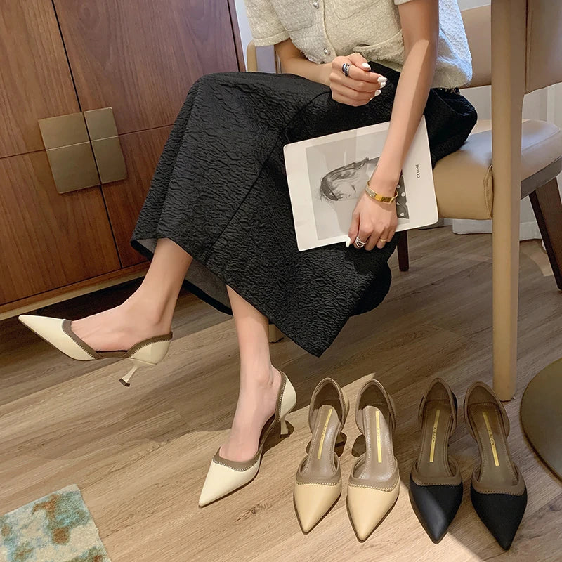 High-heeled Slippers Elegant Pointy High-heeled Mule Party Ball Shoes Shoes