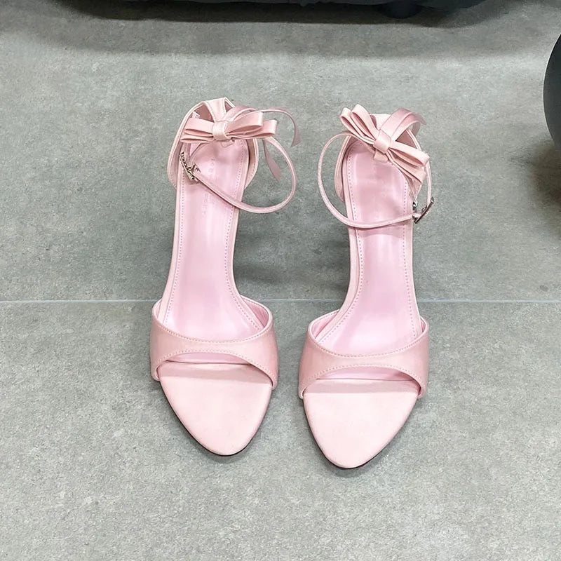 Butterfly-Knot Footwear Pumps High Heels Shoes Pointed Toe Thin Heels Shoes 2025