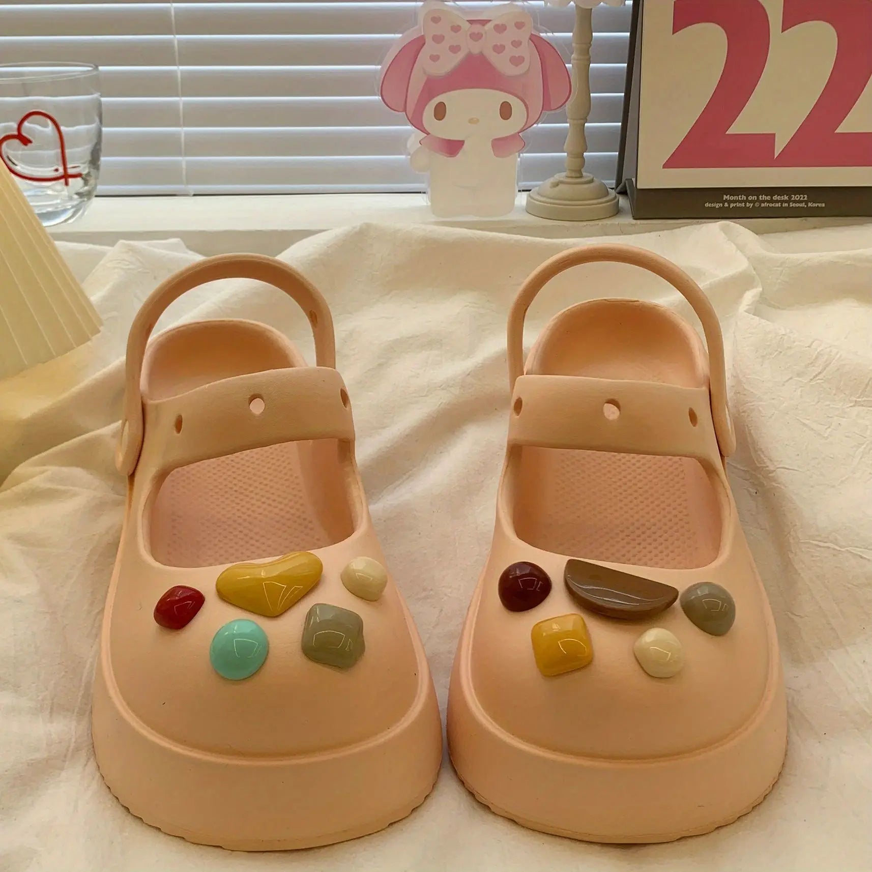 Platform Kawaii Slides Shoes Cute White Slippers and Sandals on Beach Thick Normal Top Designs Vip 39