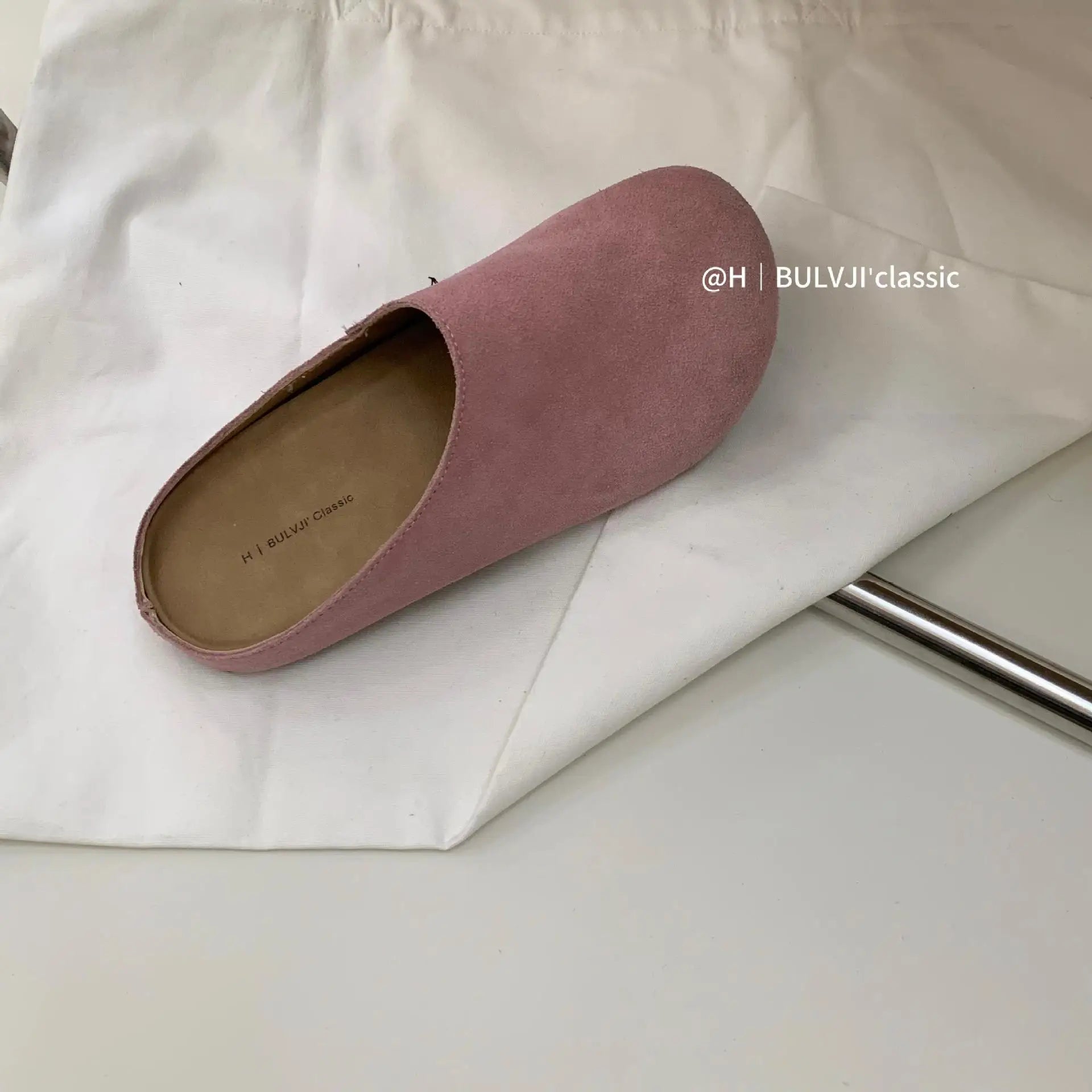 Low Slippers Soft Flock Cover Toe Loafers Slides Platform Comfort Fabric Hoof Heels Rubber PU Rome Shoes Ladie