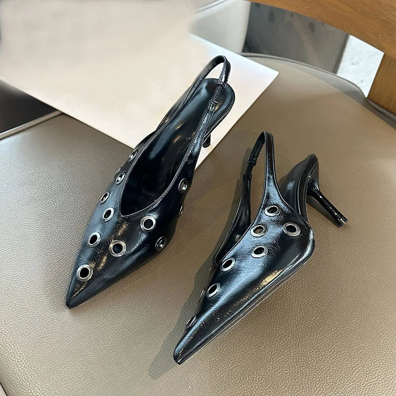 Big Size 43 Metal Heels Shoes In Pointed Toe Footwear Party Thin High Heels Shoes
