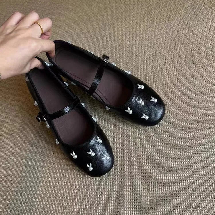 Leather Shoes Soft All-Match Shallow Mouth Modis Casual Sneakers Flats Round Toe Genuine Leather Dress Mary