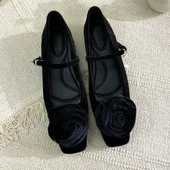 Cute Flock Flowers Flat Shoes