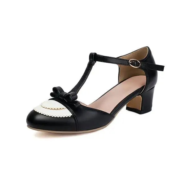 Low Sandals Woman Leather Block Heels Shoes Closed Toe Buckle Strap Suit Beige Mary Jane Low-heeled Chunky Hi
