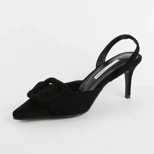 Sandals Pointed Toe High Heels Stiletto Square Buckle Large Size Single Shoes
