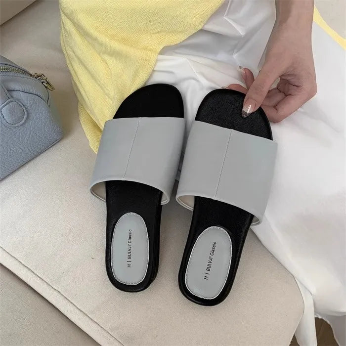 Shoes Slippers Soft Loafers Slides Clogs Woman Comfort Rubber Silver Flat Beach Concise Shoes Silver Ladies' Slip