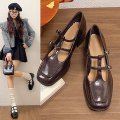 Leather Shoes Pointed Toe High Heels Slip-on Loafers Shoes