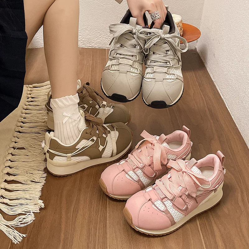 Sneakers Lightweight Non Slip Soft Sole Running Shoes Trend Casual Height Increase Sports Shoes