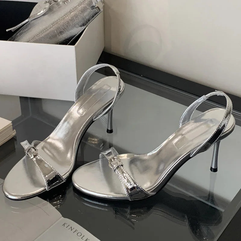 Narrow Band Open Toe Sandals Thin Low Heel Gladiator Party Shoes Zapatos De Mujer
