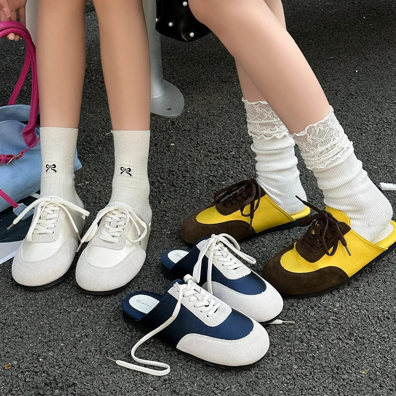 Sport Sneakers Flats Mules Slippers Shoes Woman Lace Up Running Walking Shoes Mujer Zapatos