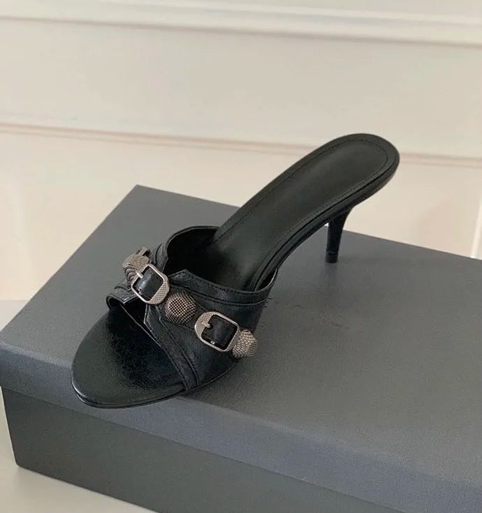 Brand Shoes Black High Heels Sharp Pointed Suede Pumps Elegant Shallow Mouth Etiquette Shoes Mujer Zapatos