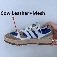 Sneakers Outdoor Casual Mixed Colors Genuine Leather Cross-Tied Shoes Woman Flats Platforms