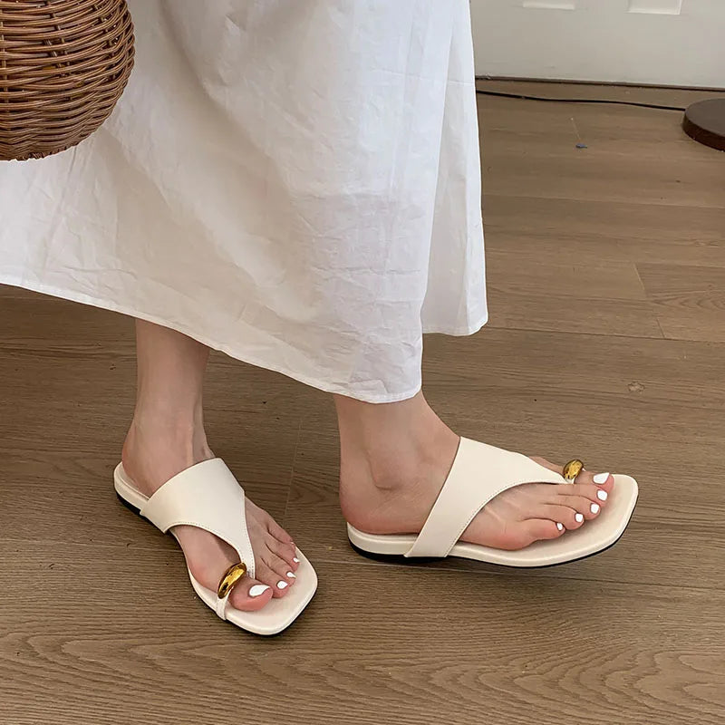Beach Slides Flats Slippers Shoes Metal Flats Slippers Shoes Sandals Flip flops