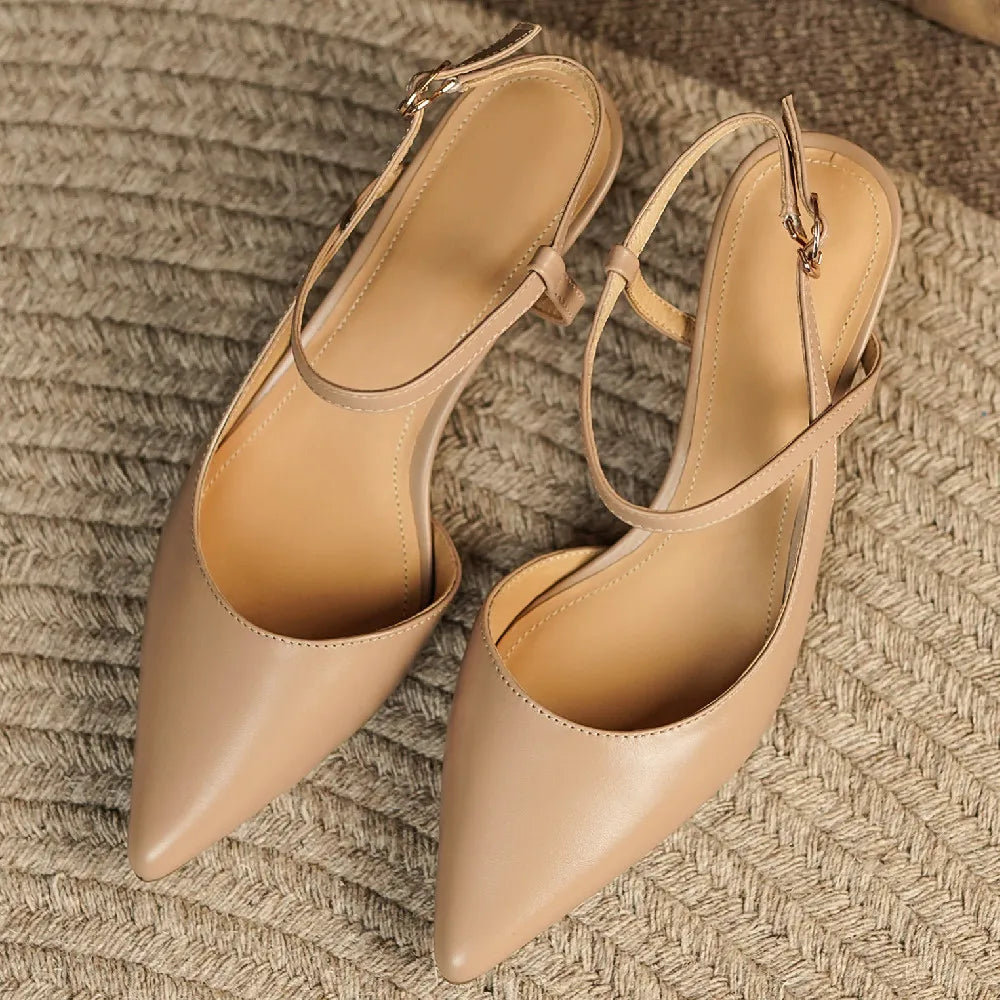 genuine leather thin high heel pointed toe ankle strap pumps elegant evening dress sandals shoes