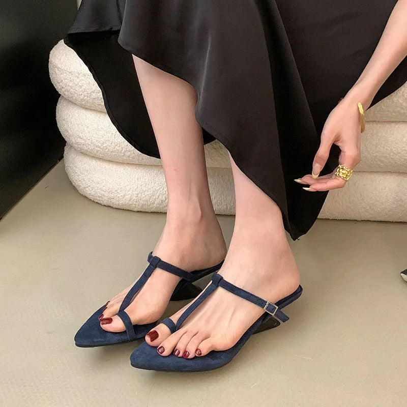 Footwear Wedges Heeled Slippers Shoes Pointed Toe Wedges Slippers Shoes Flip flops