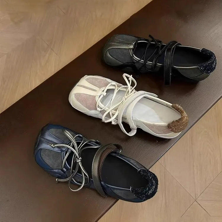 Sport Shoes Flats Sneaker Loafers Shoes Lace Up Ballet Running Zapatillas Mujer