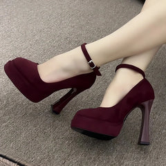 Nightclub Platform High Heel Mary Jane Shoes Elegant Shallow Buckle Shoes 2026 Party Dress Pumps