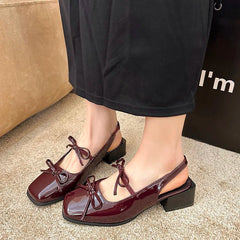 Cover Toe Sandals Butterfly-knot Party Dress Singbacks Mules Shoes Zapatos De Mujer