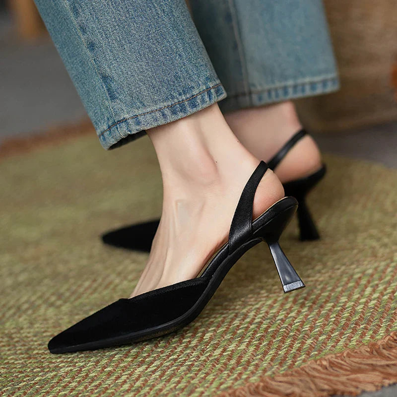 Pointed Toe Sandals Elegant Slippers High Heels Shoes Brand Slingback Shoes Dres Pumps Mujer De Slides