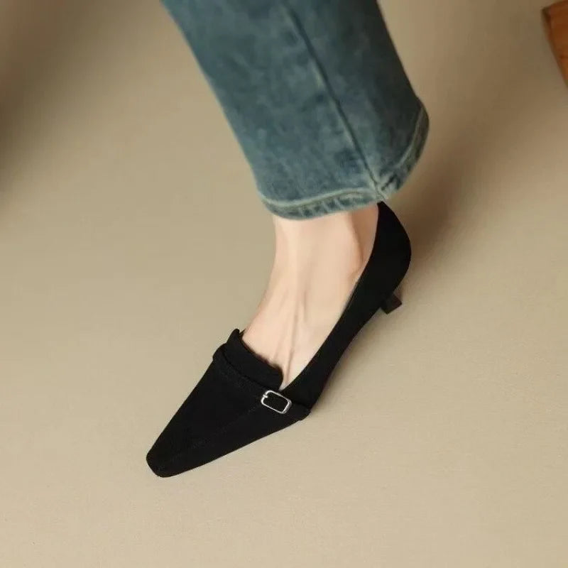 High Heels Loafers Office Elegant Dress Trendy Pointed Toe Low-top Shoes Wedding Bridal Quality Shoes