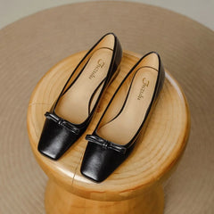 Single Shoes Retro Simple Mary Jane Square Head Shallow Mouth Comfortable Soft Leather Shoes