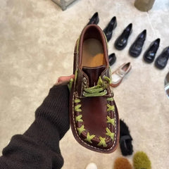 Flats Shoes Lace Up Leather Classic Shoes Brand Sneakers Fad Trend Retro Oxford