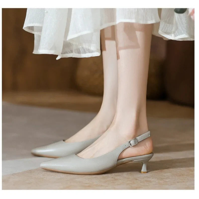 Sandals Pointed Toe Slingbacks Pumps Wedding Shoes Low Heels Shoes