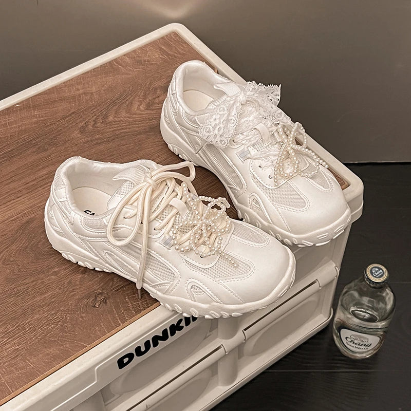 Sport Mesh Sneakers Breathable Shoes Casual Running Mujer Zapatos Lace Up Walking Sandals Mujer