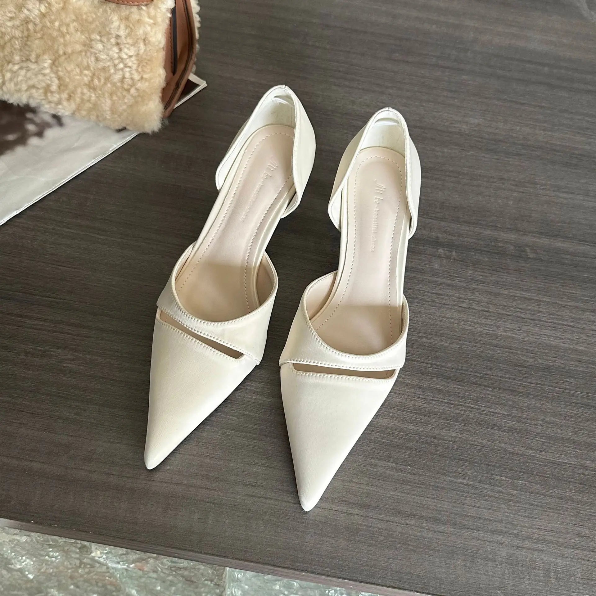Pointed Toe Pumps Sandals Slingback High Heels Brand Comfy Elegance Low Heel Office Shoes