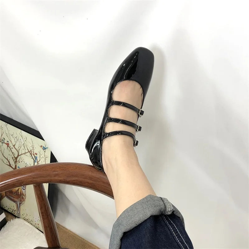 Round Toe Pumps Buckle High Heels Wedding Shoes Party Comfortable Shoes Zapatos De Mujer