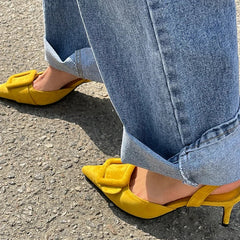 Sandals Pointed Toe High Heels Stiletto Square Buckle Large Size Single Shoes