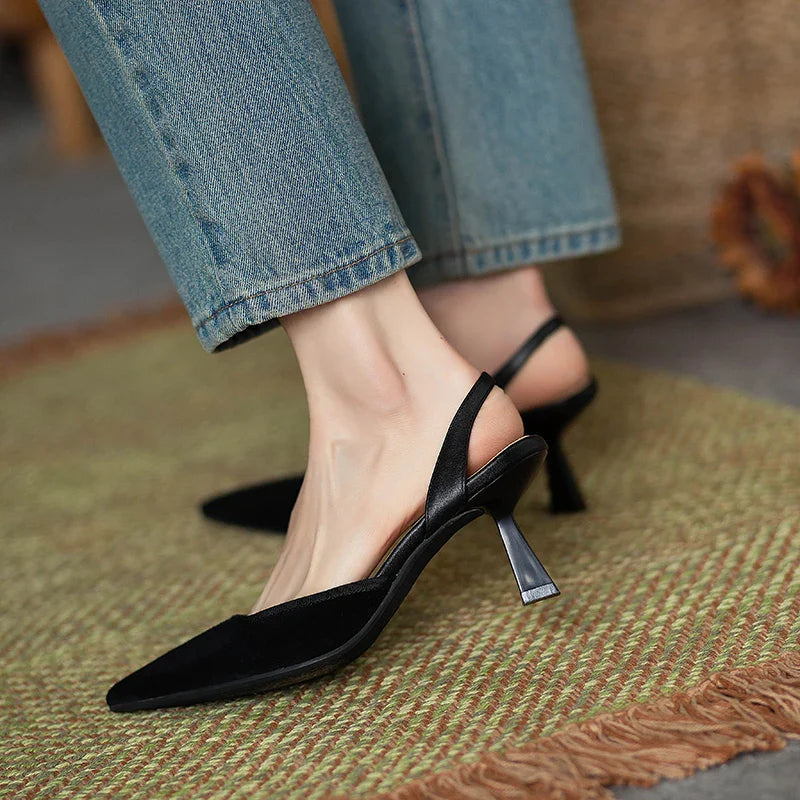 Pointed Toe Sandals Elegant Slippers High Heels Shoes Brand Slingback Shoes Dres Pumps Mujer De Slides