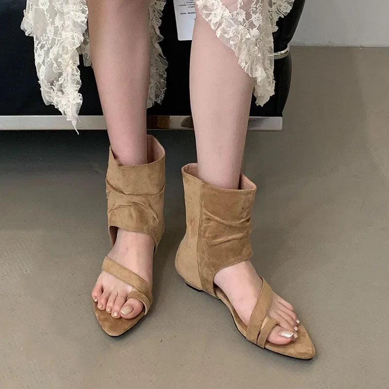 Slip Heeled Sandals Ankle Booties Shoes Flip flops Open Toe Low Heel Sandals Boots