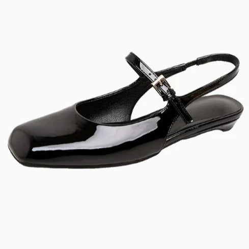 French Bag Head Mary Jane Sandals One-word Buckle Belt Rear Empty Flat-soled Temperament Single Shoes