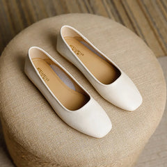 solid color soft bottom flats square toe cozy working shoes shallow mouth slip on loafers mocasines size 43