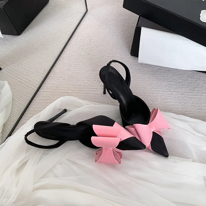 Beige Heeled Sandals Wedding Shoes Shallow Mouth Black High Lace Up Comfort Party Girls Stiletto Clear Pointed Rubber Silk