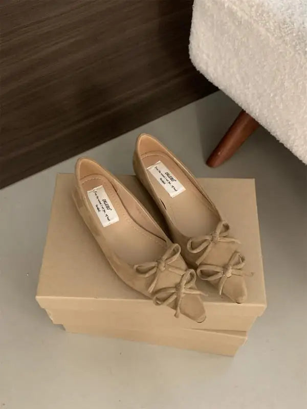 Shoes Bow-Knot Casual Sneakers All-Match Flats Shallow Mouth Pointed Toe Fall Boat Butterfly Comfortable Ret
