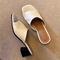 Elegant Sandals High Heels Slippers Brand Chunky Dress Open Toe Shoes Flip Flops Slides