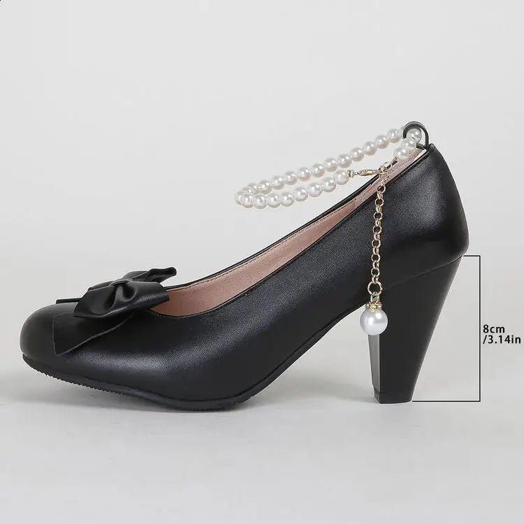 Bow-Knot Elegant Shallow Mouth Korean Shoes Pearl Decorateion Casual Sneakers Round Toe Heels Crystal Butterfly 2