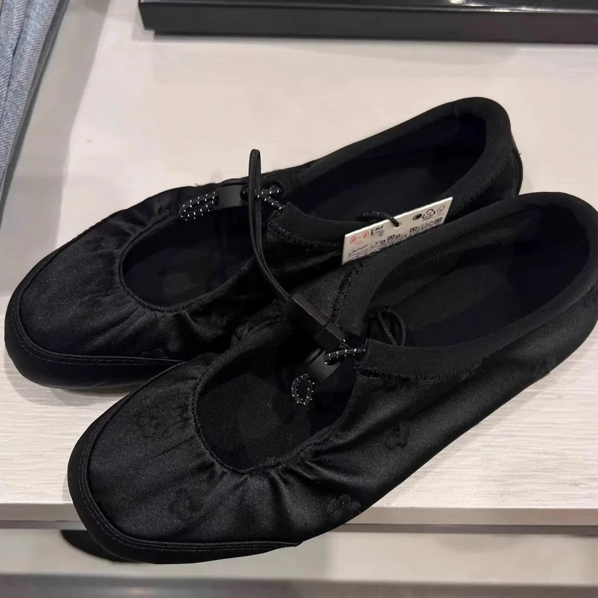 Satin Elastic Band Mary Jane Shoes Genuine Leather Shallow Mouth Flat Shoes Casual Outdoor Comfortable Ballet Shoes