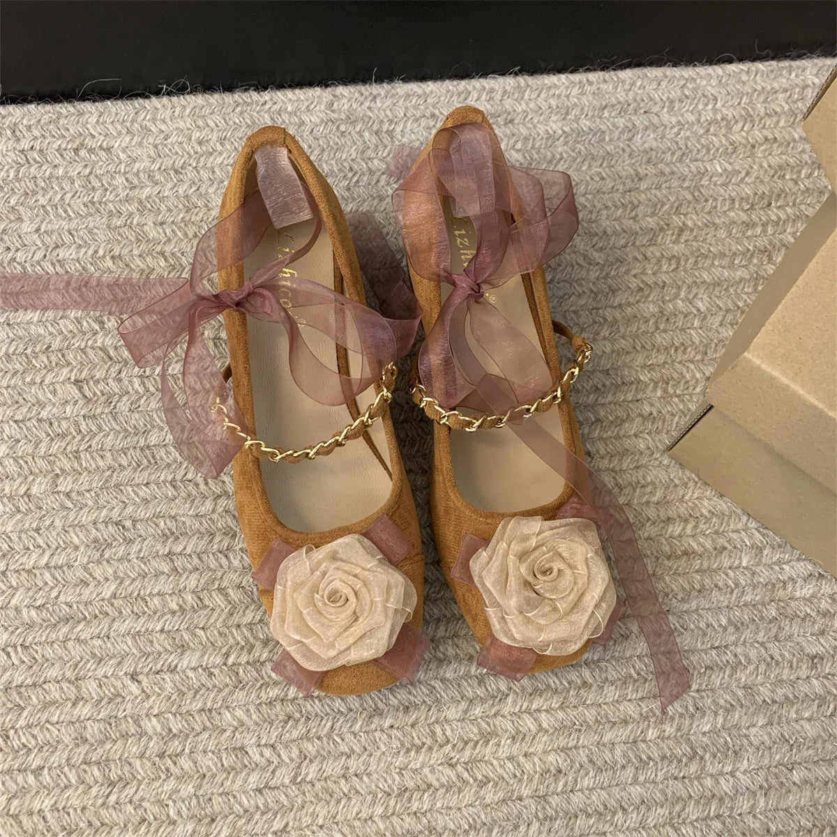 Shoes Woman Flats Modis Elegant Dress On Heels Floral Mary Janes Flower Shoes Heels