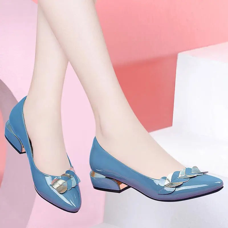 Low Heel Elegant Blue Normal Leather