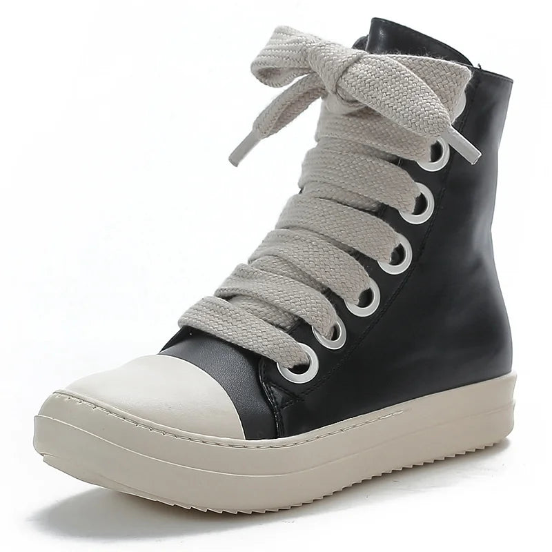 Sneakers High-top Flat Casual Sport Shoes With Thick Lace Up European And American Style Unisex Couple Shoes