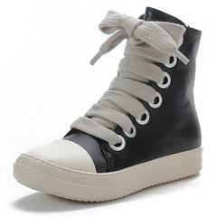 Sneakers High-top Flat Casual Sport Shoes With Thick Lace Up European And American Style Unisex Couple Shoes