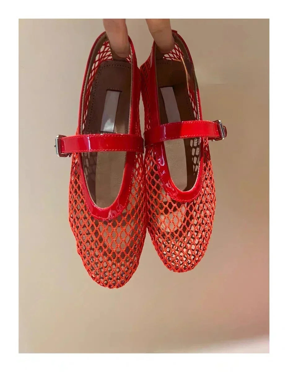 Casual Comfort Flat Mary Jane Single Shoes European and American Rivet Buckle Shoes Dance Shoes