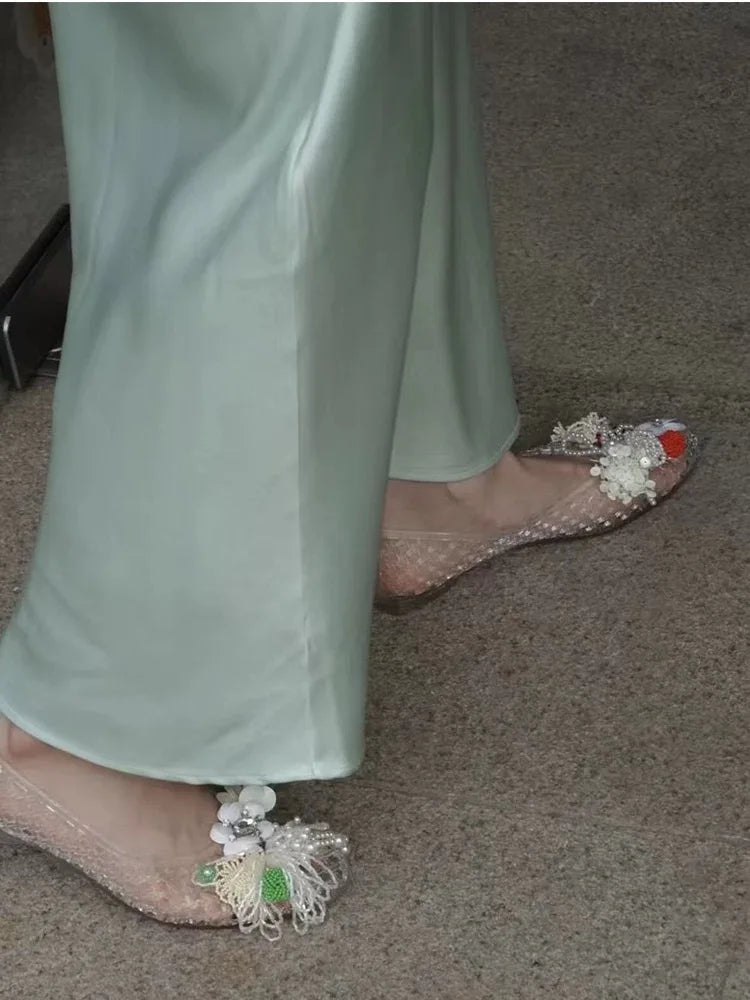 style pointed-toe open-toe sandals with flat sole