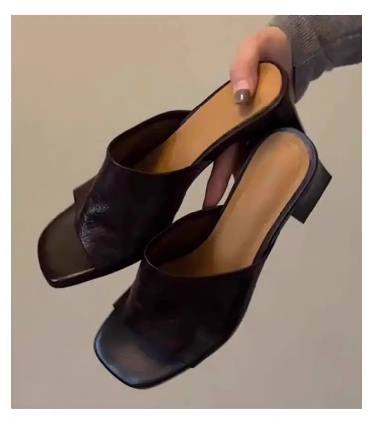 Elegant Sandals High Heels Slippers Brand Chunky Dress Open Toe Shoes Flip Flops Slides