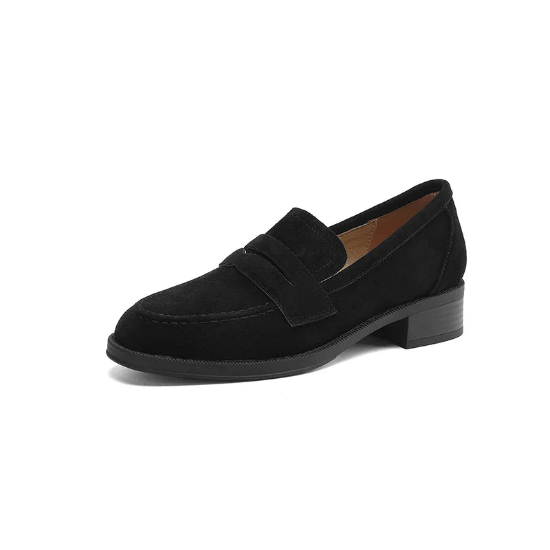 Kid Suede Penny Loafers Handmade Leisure Slip-on Creeper Flats Brown Size 34-43